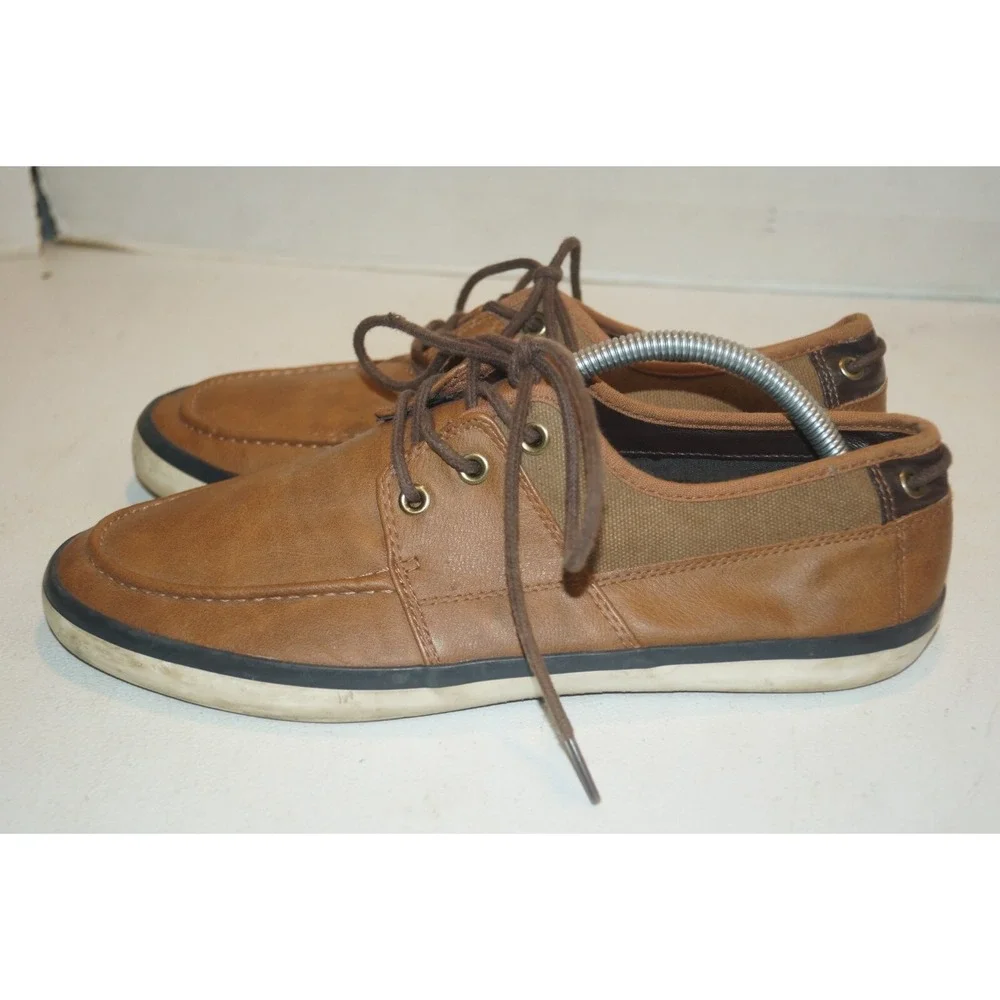Parker & Sky Mens Brown Navy Leather Round Toe Casual Shoes SZ 10.5 Oxford - U22
